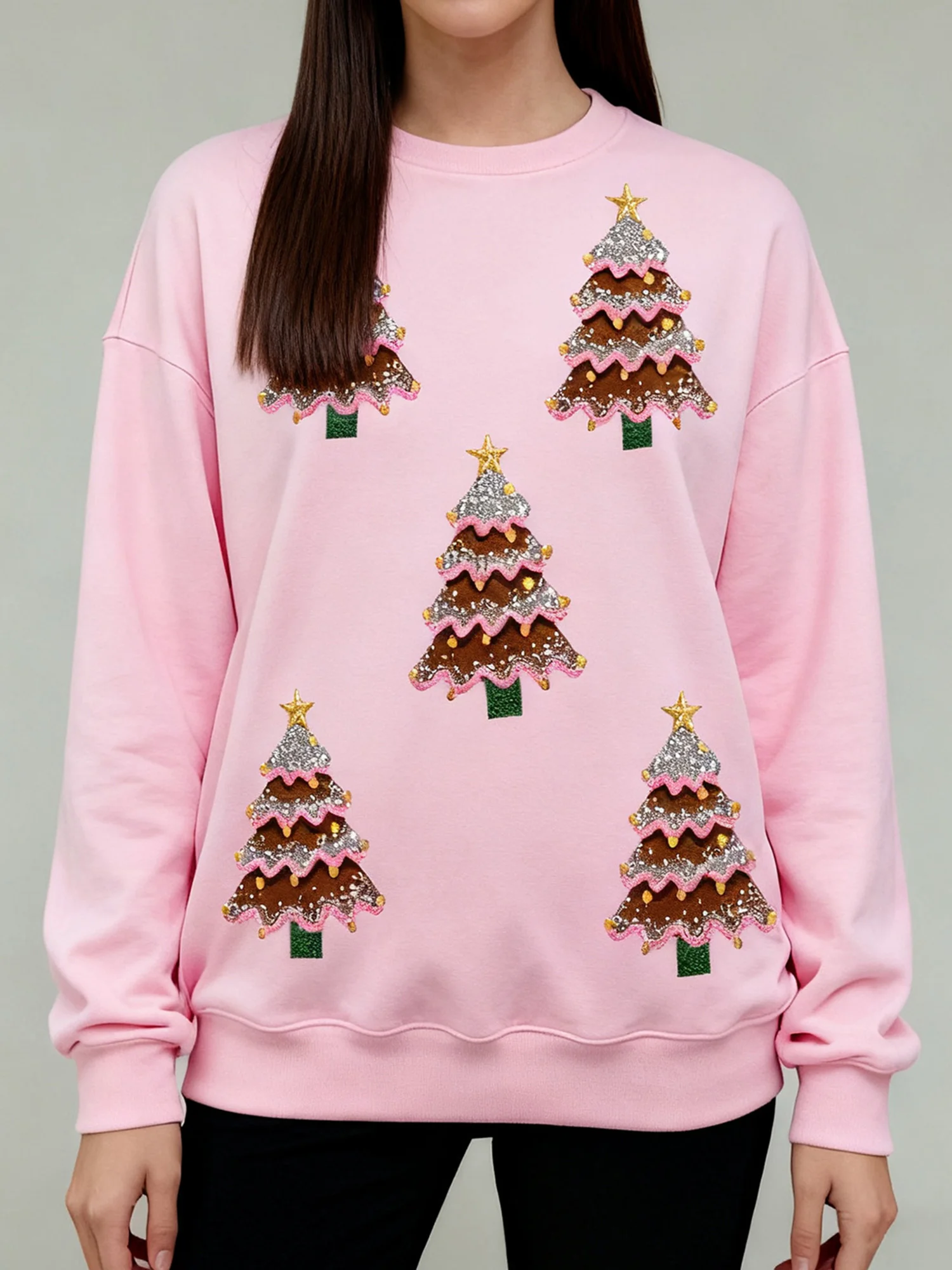 เสื้อสเวตเตอร์มีฮู้ดพิมพ์ลายกวางเรนเดียร์สำหรับผู้หญิงมีฮู้ดแบบมีเชือกผูกและกระเป๋าจิงโจ้สำหรับฤดูหนาว