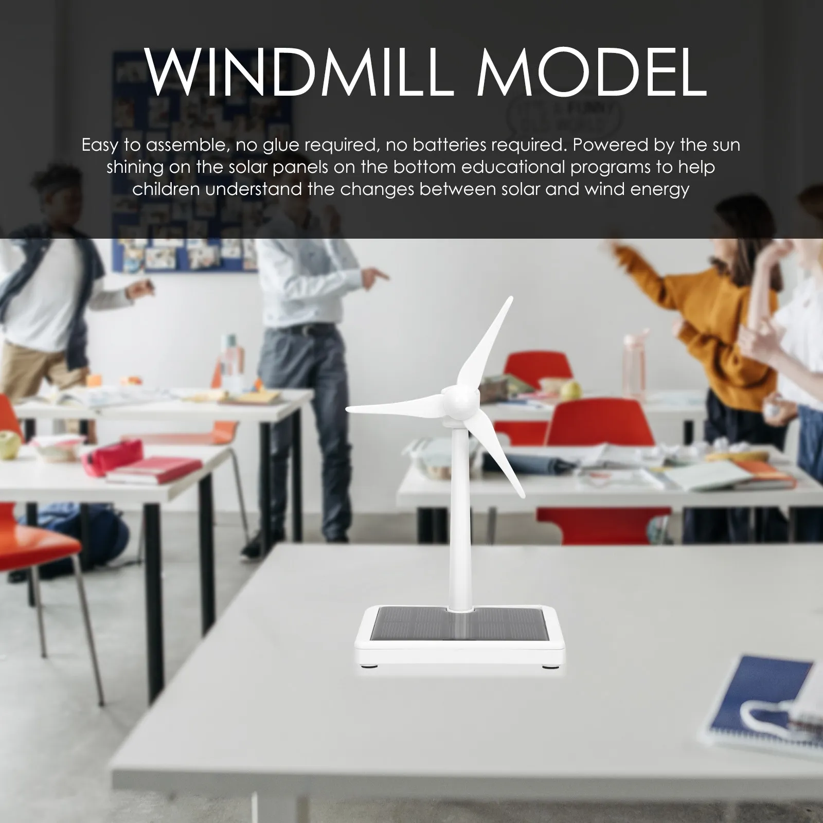 

DIY Desktop Solar Powered Wind Turbine Educational Science Experiment Teaching Kids Solar Windmill for Intellectual Development