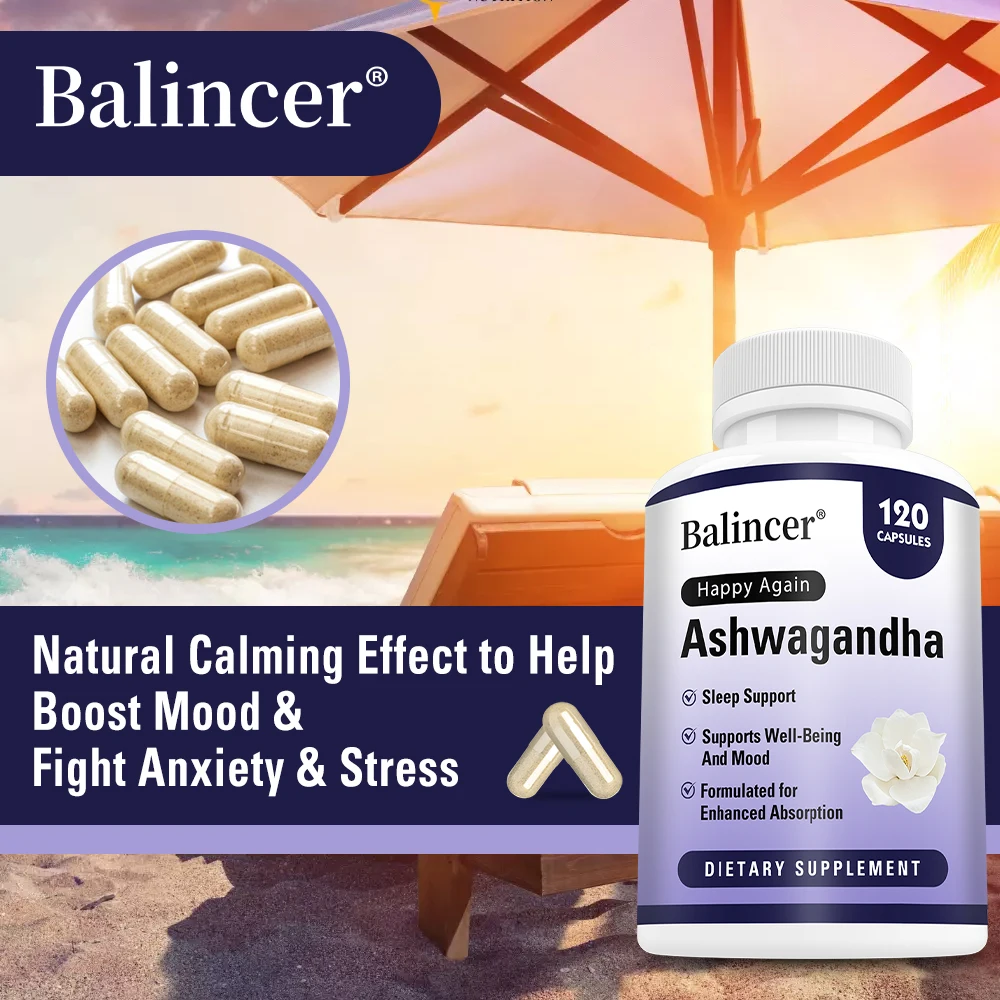 Ashwagandha Capsules, Stress Relief, Mood, Focus, Sleep Health & Overall Wellness Support, Herbal Supplement, Unisex