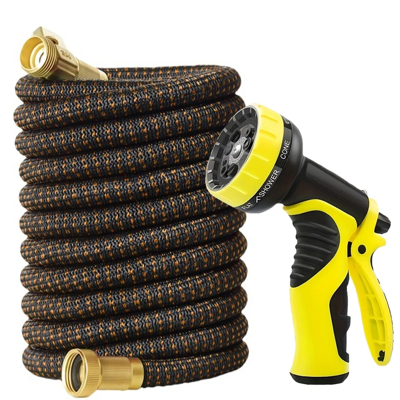 

Садовый удлинительный шланг 25/100 футов, оснащенный пистолетом для очистки под высоким давлением, с различными режимами распыления, садовый шланг