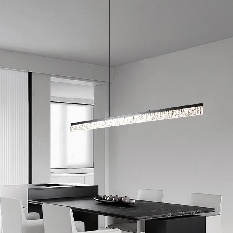 Imagem -04 - Design Moderno Crystal Led Pendant Lamp Iluminação Interior Pendurado Luz Cozinha Teto Long Strip Chandelier