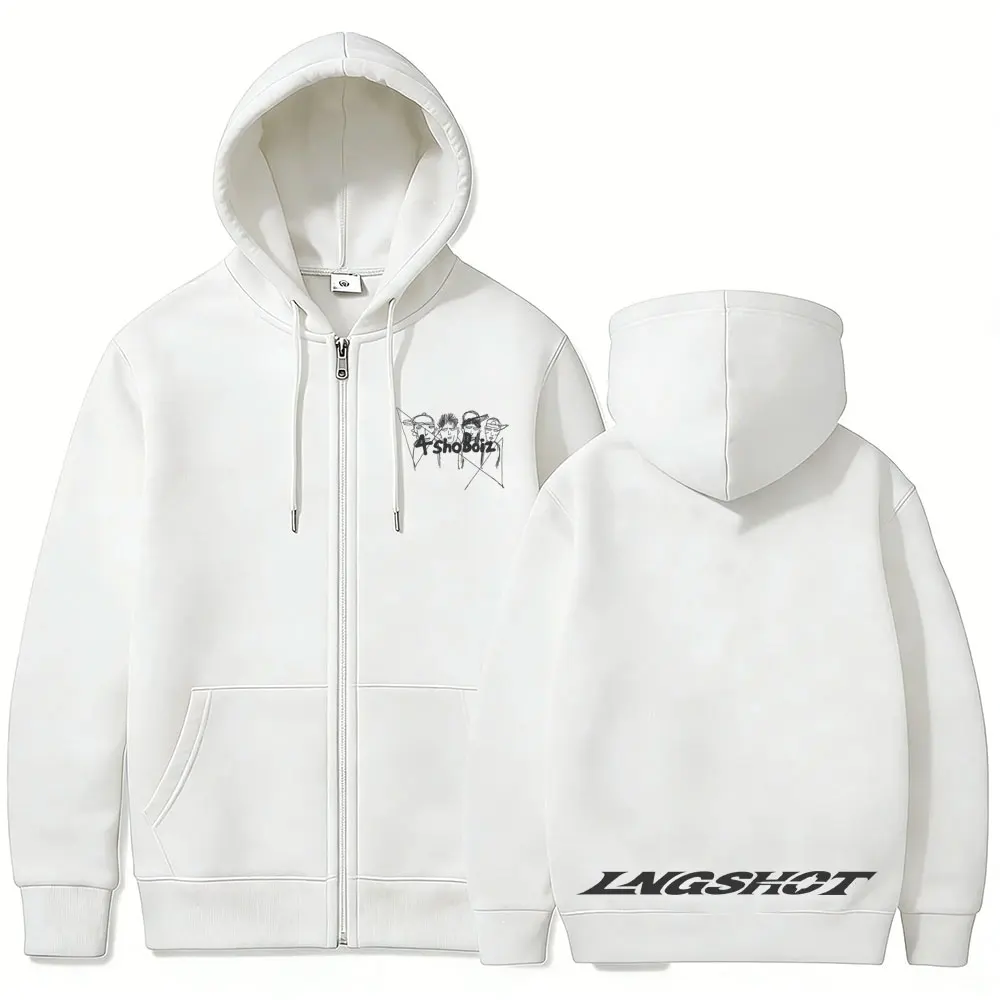 Koreanische Mode Kpop Lngshot Jay Park Same Zipper Hoodie Herren Damen Hip Hop Oversized Zip-Up Jacke Herren Fleece Zip-Up Sweatshirt – Detail 7