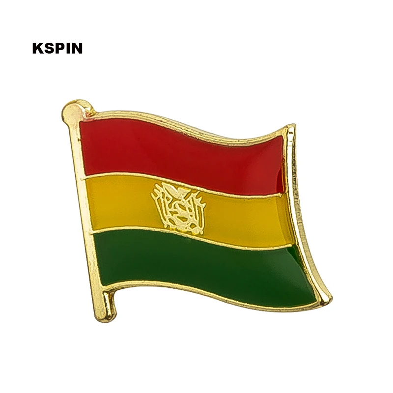 Insignia de la bandera de Bolivia, Pin con símbolo, insignias de Metal, broche decorativo, alfileres para ropa, broche, joyería