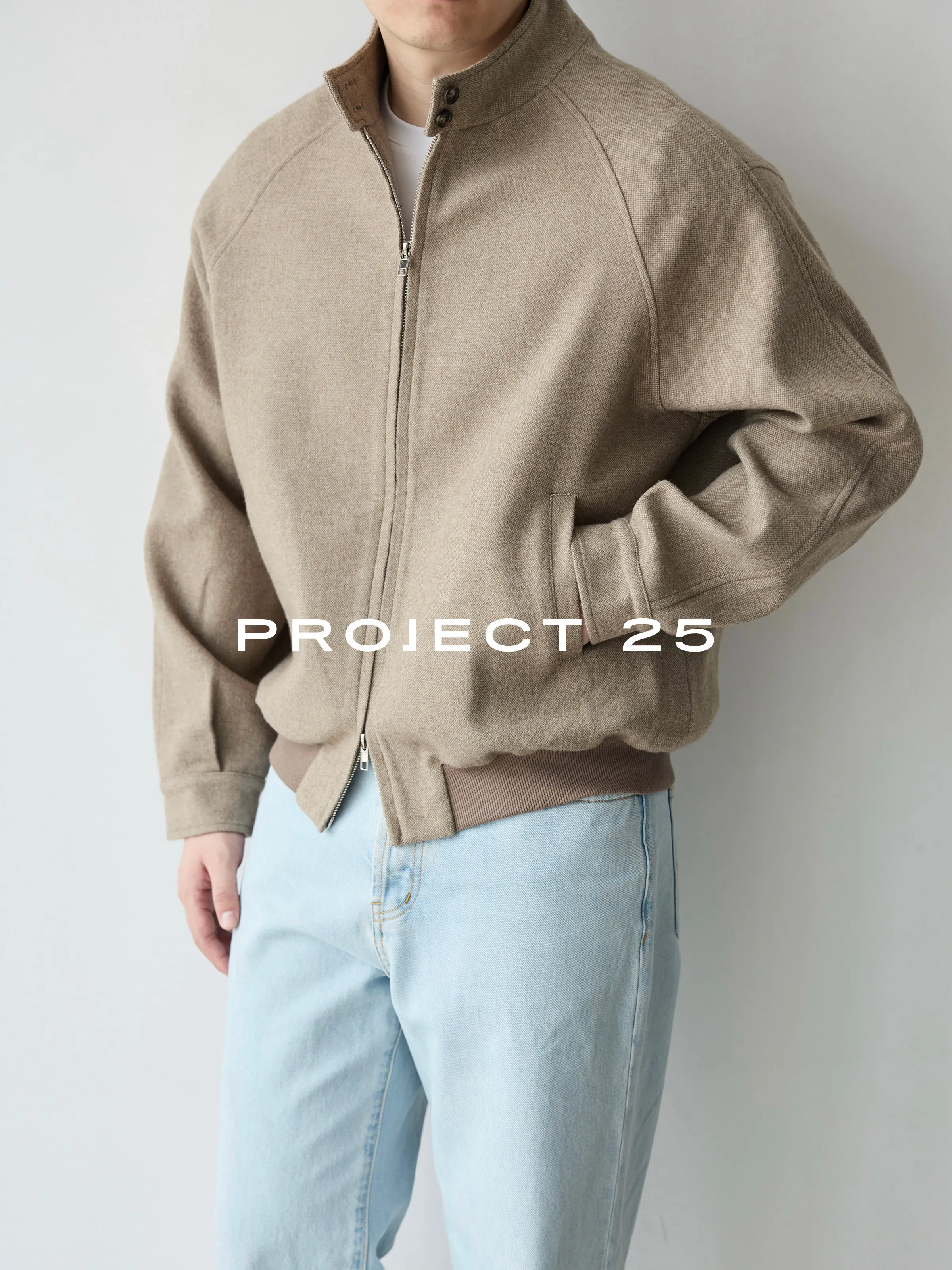 PROJECT 25 Wool Blend Tweed Jacket Men Short Wide Oversized Silhouette Quiet Luxury Casual Outerwear