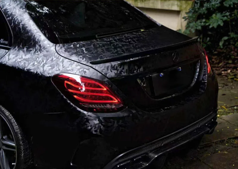 Black Stealth Camouflage Vinyl Wrap Roll with Air Release Self Adhesive Decal Car Wrapping