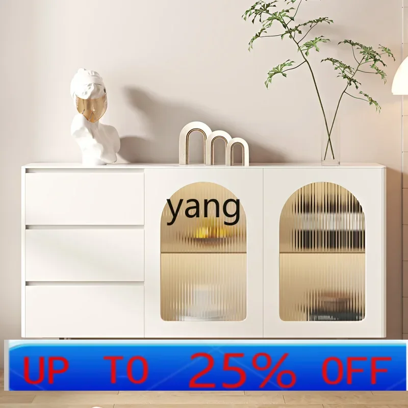 LTT suspended wall-mounted dining side cabinet modern simple cream style solid wood extremely narrow ultra-thin entrance cabinet