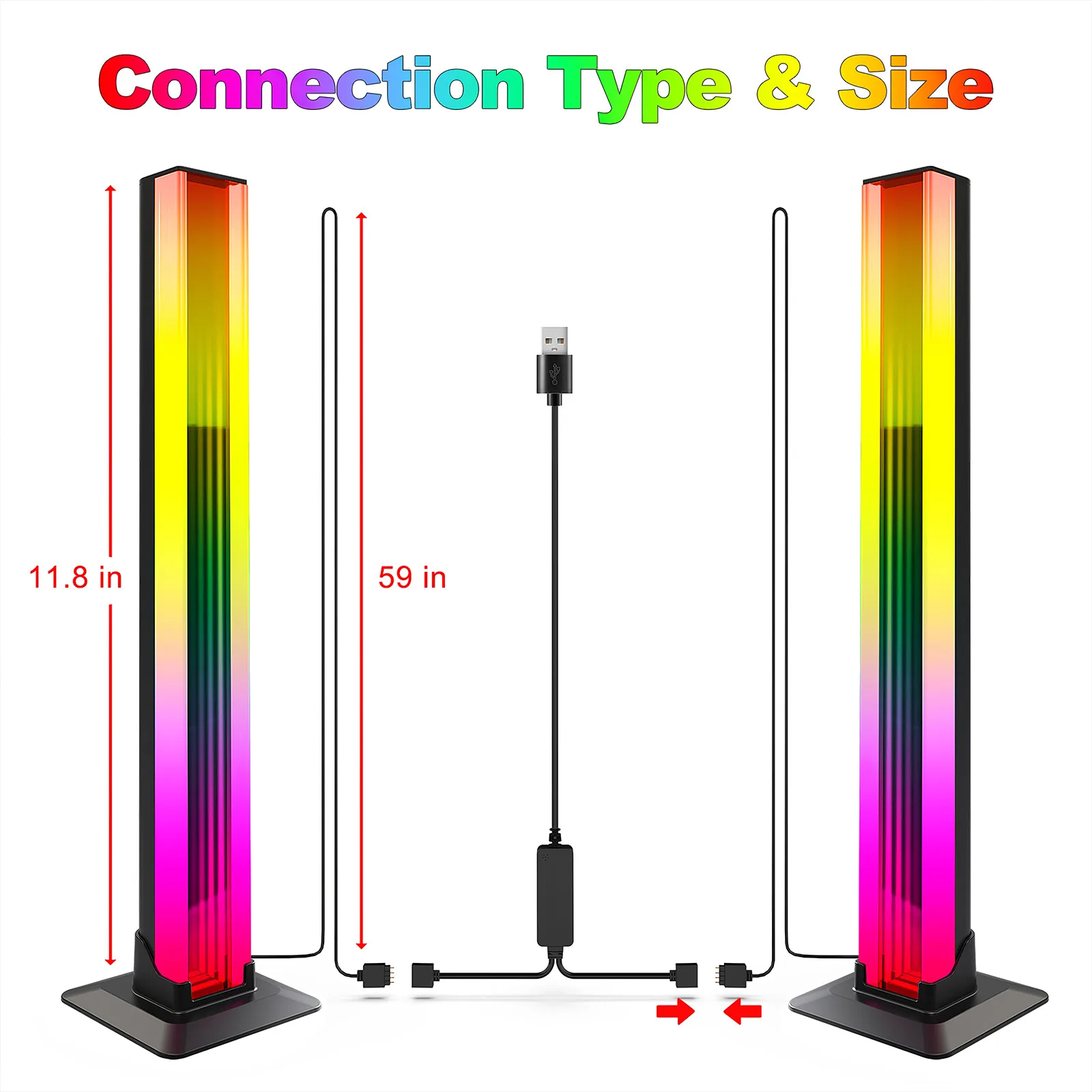 Imagem -06 - Rgb Led Desktop Floor Lamp Barras de Luz Noturna Música Rhythm Luzes Atmosféricas Backlight para Gaming Room Decoração Lâmpada Pcs