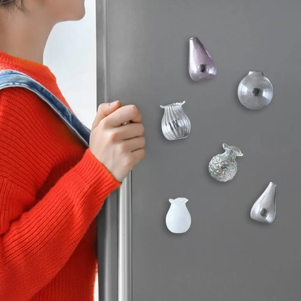 Imán para refrigerador 3d, imán para florero pequeño, florero en miniatura 3d, imán para nevera, hogar, oficina, cocina, decoración, florero de cristal