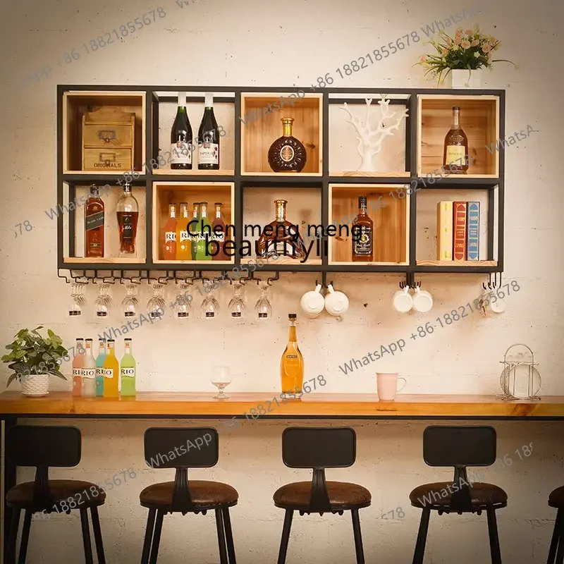 M182 European-Style Iron Wall Shelf Display Wall-Mounted Wine Rack Red Wine Goblet Upside down Wine Cabinet