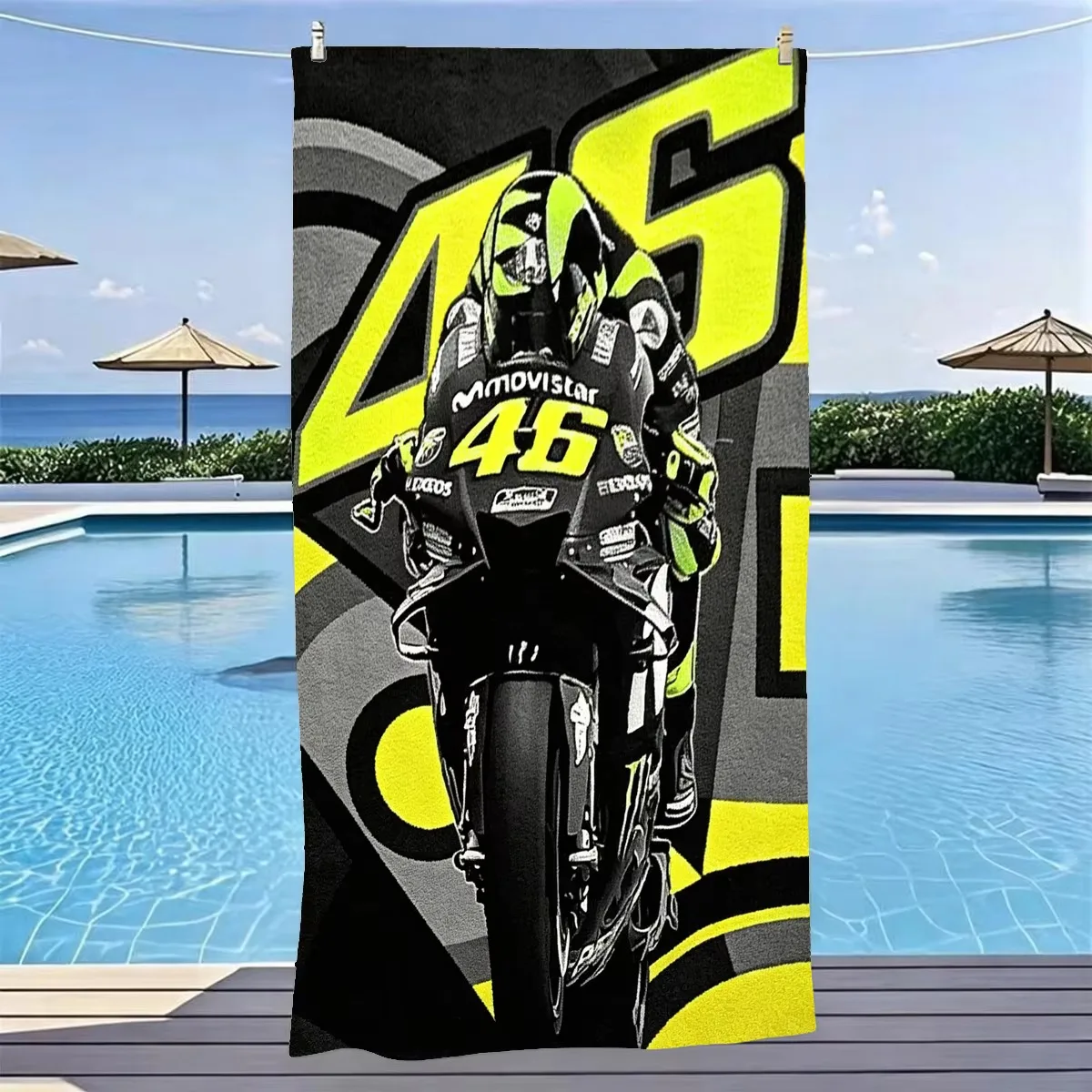 Valentino Rossi VR46 Moto GP Beach Towel Microfiber Quick Dry Sand Free Oversized Gym Sports Towel For Swimming Outdoor Gift