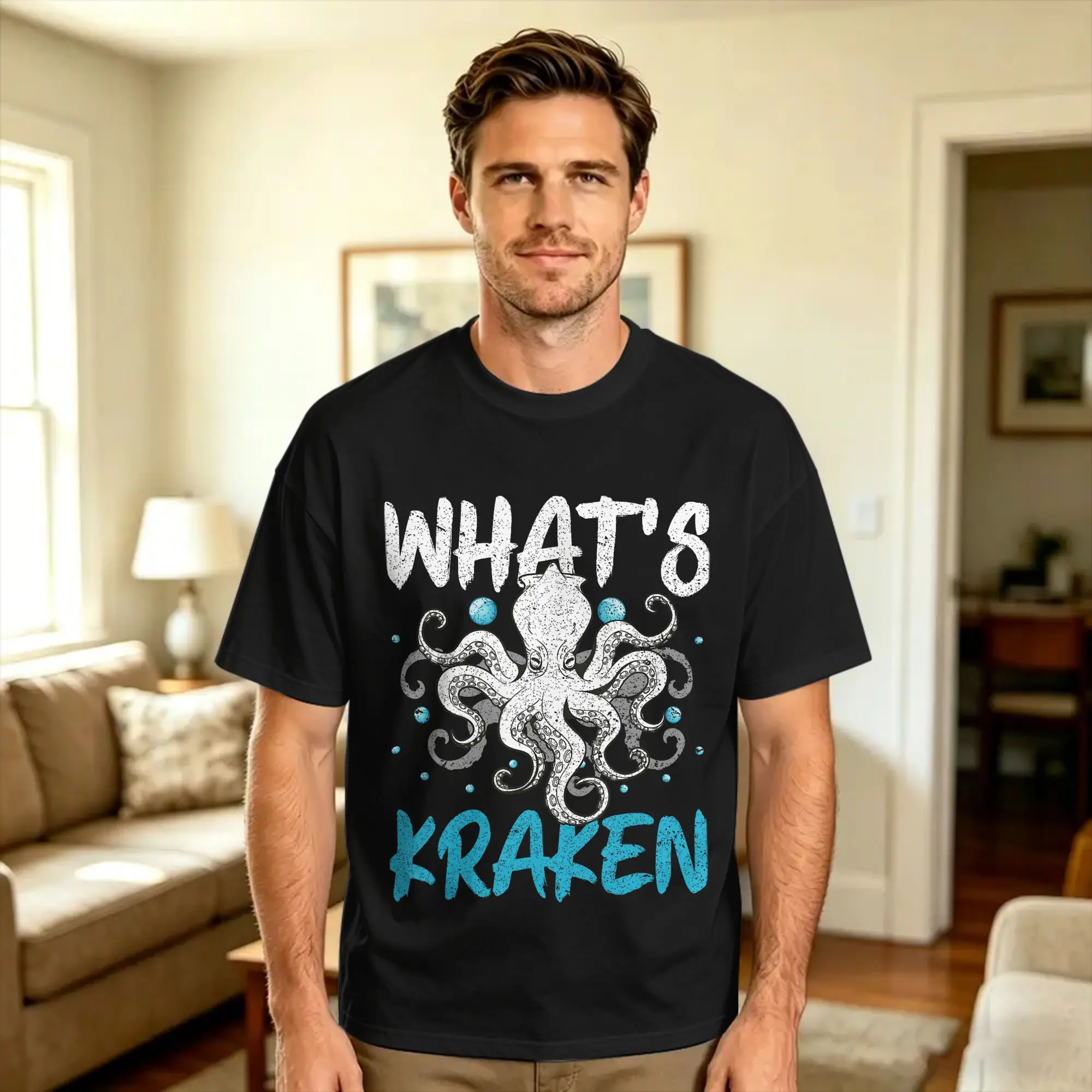 Whats Kraken Squid Octopus Kraken Mythical Sea Creature T Shirt Mens  Awesome T-Shirts Summer O Neck Hip Hop Tees Cheap Clothes