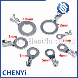 50 Pcs M3/M4/M5/M6/M8/M10/M12 Ring Lugs Eyes Brass tin plating Crimp Terminals Cable Lug Cold Pressure O Type Wiring Nose Pin