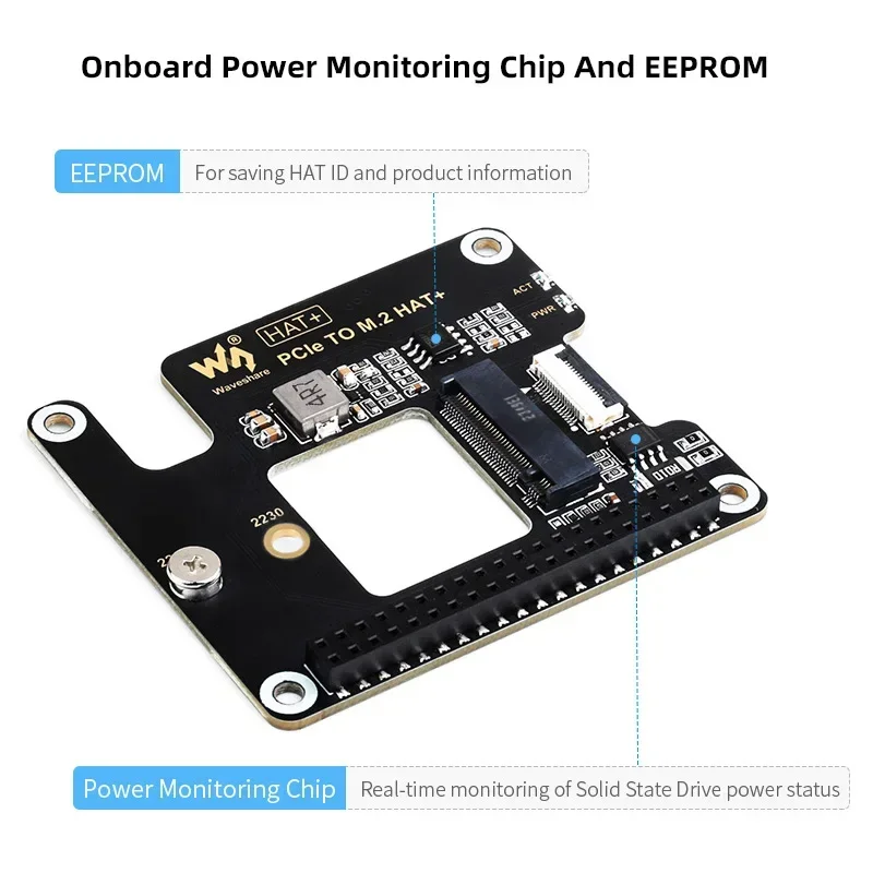 Raspberry Pi 5 PCIe to M.2 HAT NVME High Speed Expansion Board with 16P Cable GPIO Header Support Active Cooler for RPI 5 Pi5