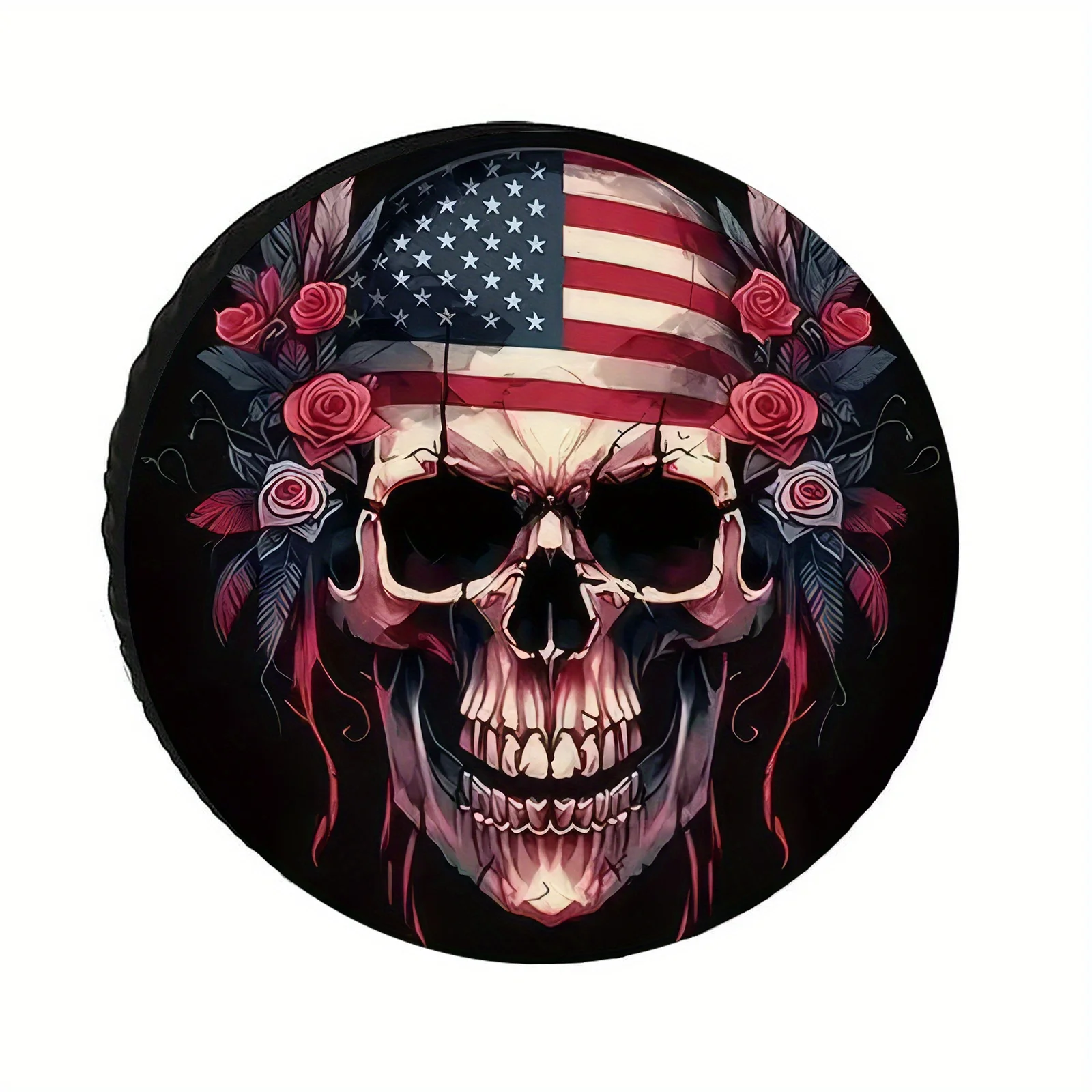 Rose Skull Pattern Fashionable Spare Tire Cover, Windproof Dustproof UV Protection, Durable Anti-Aging, 28/30/32/34 Inch, Fits V