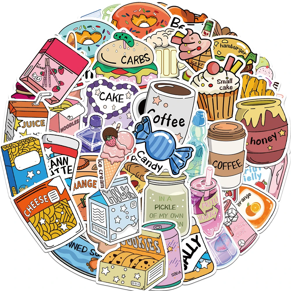 Food Snacks Drinks - 10/30/50pcs INS Style Snacks Cartoon Stickers