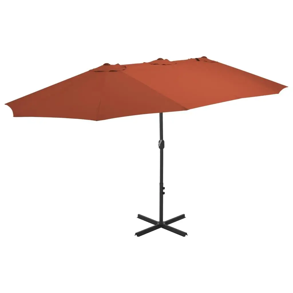 Terracotta Garden Parasol with Aluminum Pole - 181.1x106.3 Outdoor Umbrella