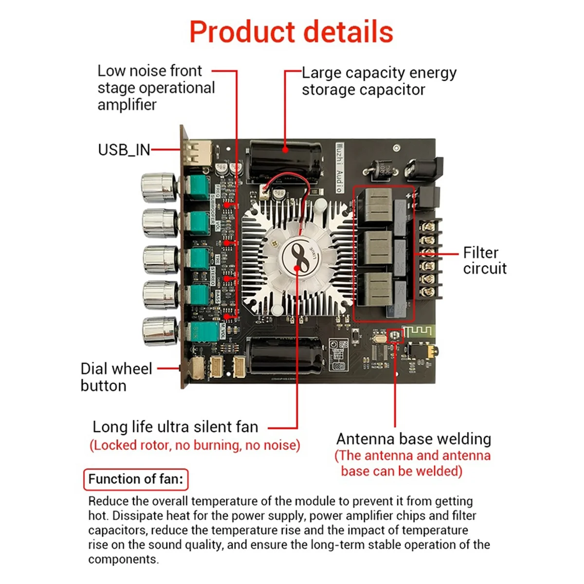 ZK-HT21 2G HIFI Bluetooth 2.1 Channel Power Audio Stereo Subwoofer Amplifier Board 160Wx2+220W TREBLE Bass TDA7498E A