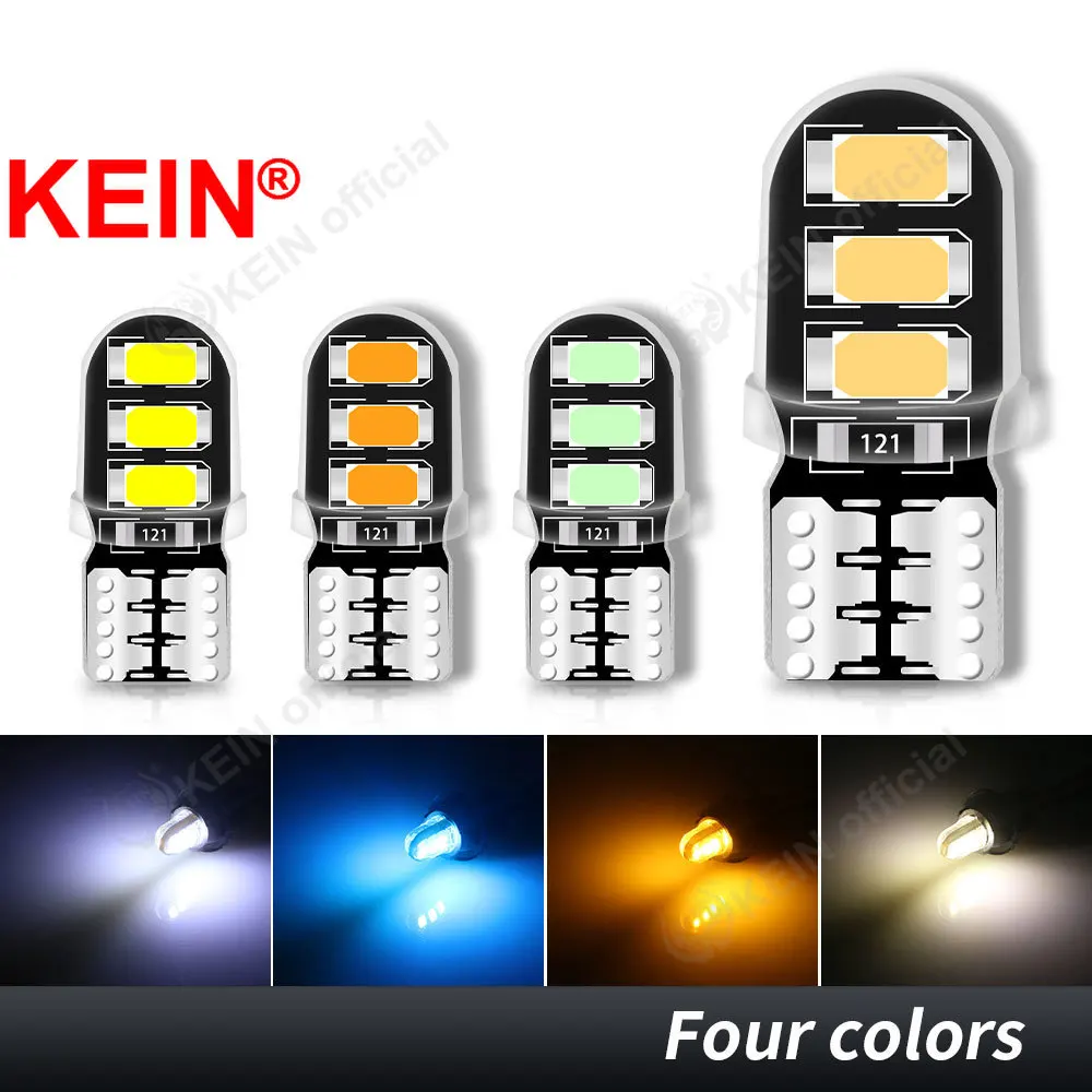 KEIN 10PCS Silicone T10 W5W 194 168 Led Bulb Vanity Mirror Makeup License Plate Light Trunk Lamp Pathway Lighting Warm White