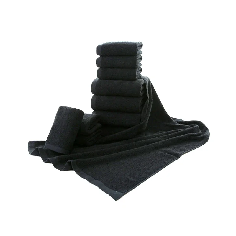 5 pieces 35x75cm 100% Cotton Black Face Towel Set No Fading Hand Towels for Men Hotel Corporate Gift Soft and Highly Absorbent