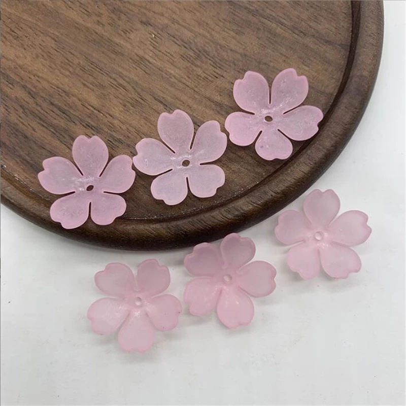 50Pcs/Lot New Torus 15MM Matte Acrylic Flower Beads Petals Charm Connectors Diy Earrings hair Jewelry Making Resin Acessories