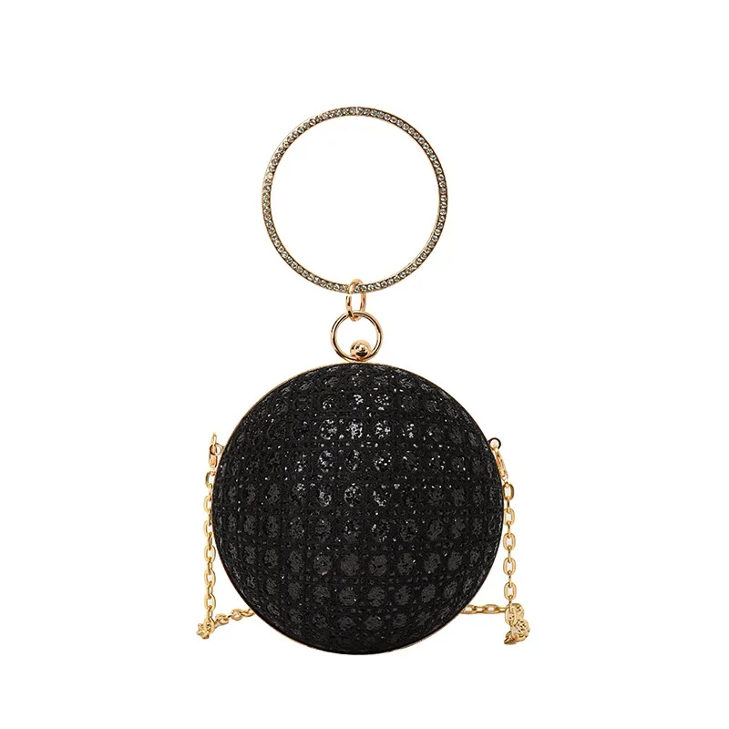 Monederos de noche redondos brillantes para mujer, bolso de mano de diamantes brillantes, Mini bolsos pequeños de fiesta inusuales, bolso de hombro de lujo a la moda