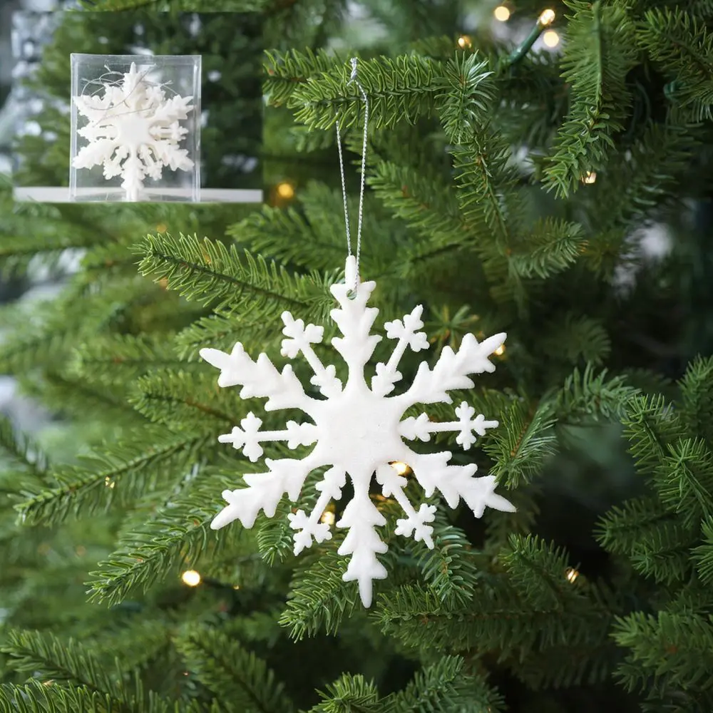 Elegant Christmas Snowflake Pendants Nordic Decor Plastic Snow Flake Hanging Ornaments For Tree Window Interior Decoration