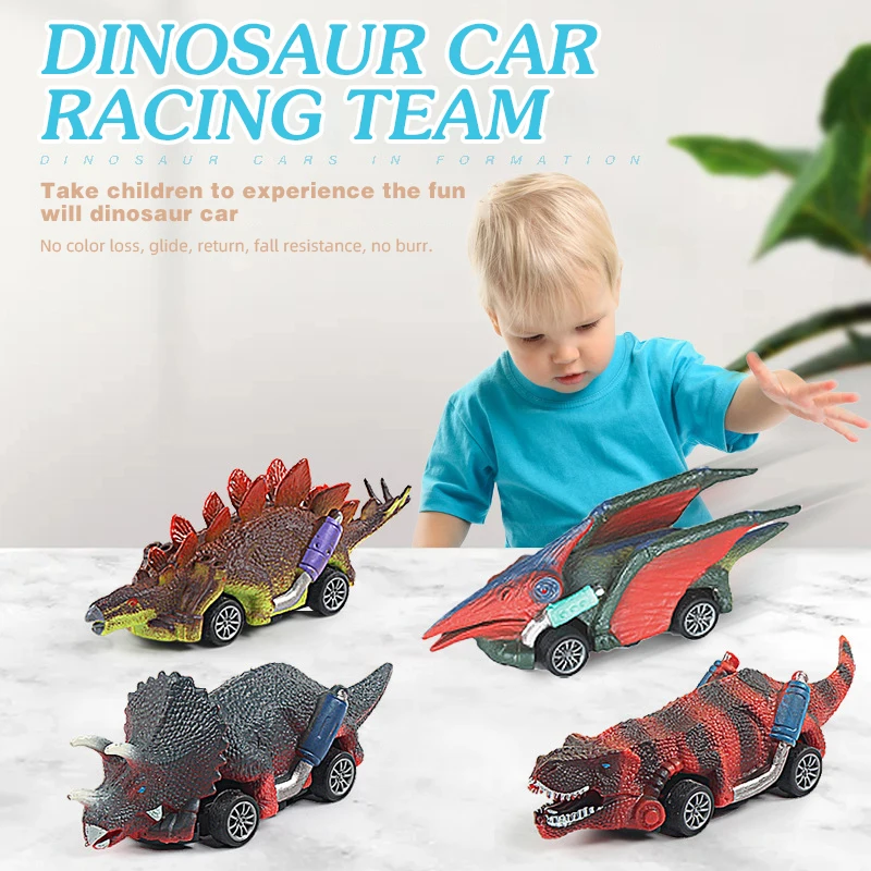 Dinosaurs Pull Back Car Model Kid Tyrannosaurus Rex Triceratops Action Simulation Animal Model Inertial Car Toys for Baby Kids