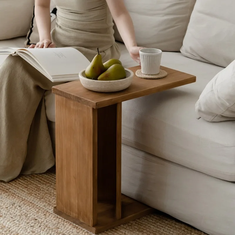 Runjia Home Furnishing Solid Wood Dual-Purpose Coffee Table Log Wind Simple Living Room Sofa Side Several Nordic Book Shelves Sh