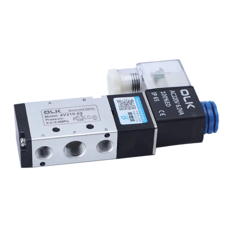 صمام لولبي هوائي ، صمام لولبي ثنائي الموضع ، 5-موضع ، DC12V ، DC24V ، AC110V ، AC110V ، AC220V ، 4V110-06 ، 4V210-08 ، 4V310-10 ، 4V410-15