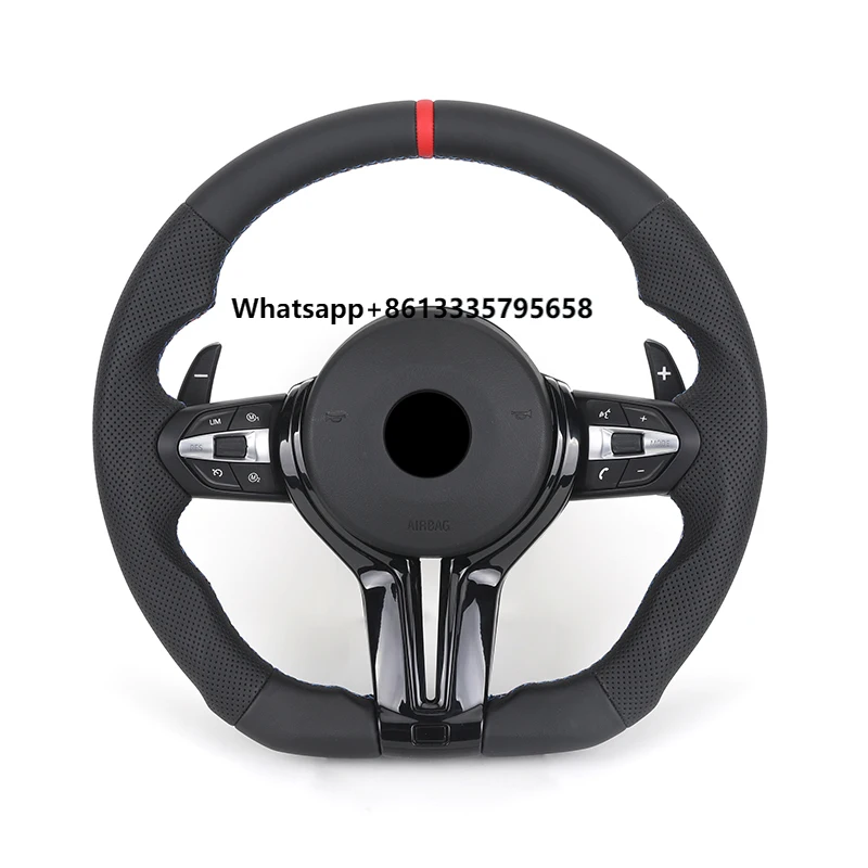 

With Piano Black Trim Flat Bottom Half Leather M Sport Steering Wheel for F10 F20 F30 F31 M3 F80 M4 F82 M5 F90 X6 E71 E90 E92