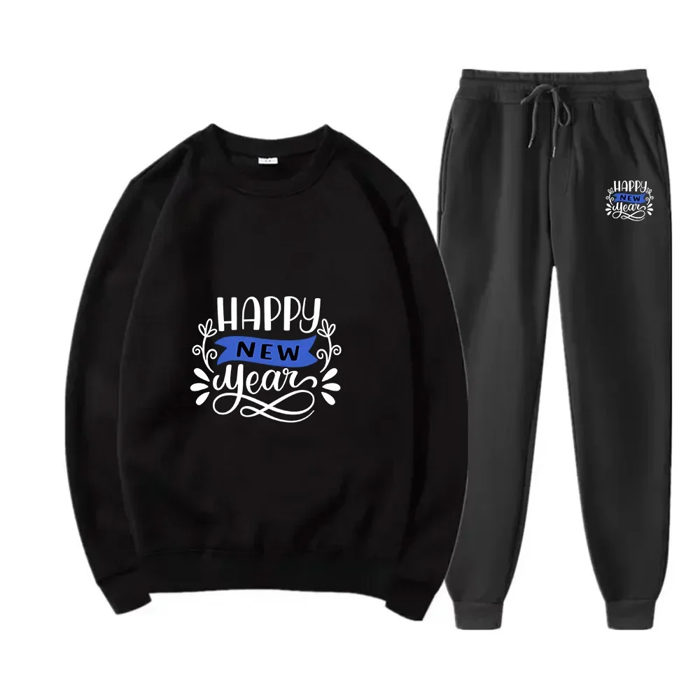 

Men's Christmas hoodie set, sporty and warm, winter printed round neck hoodie set