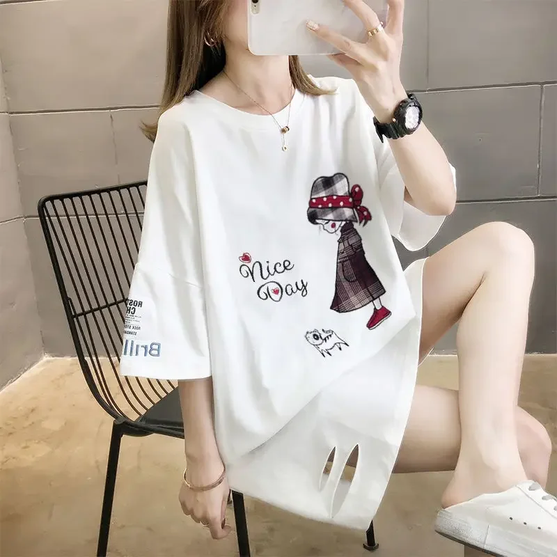 Tops Woman Short Sleeve Summer Outfit Graphic Baggy Green T Shirt for Women Elegant Basic Clearance Pulovers Korean Fashion Kpop