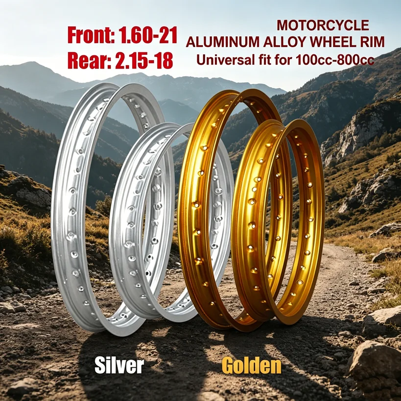 

Modified Motorcycle Aluminum Alloy Wheel Rim 1.60-21 2.15-18 for Honda Yamaha KTM Loncin SYM Suzuki Decorative Gold/Silver Wheel