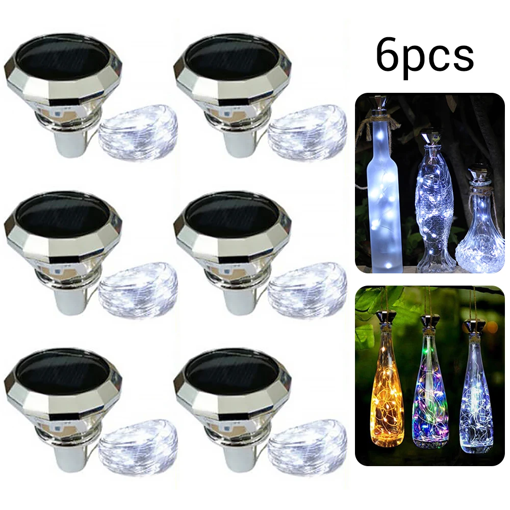 

6PCS Solar Wine Bottle Lights 20 LED 2M Outdoor Waterproof Solar String Lights Garden Party Decoration Garland Lights