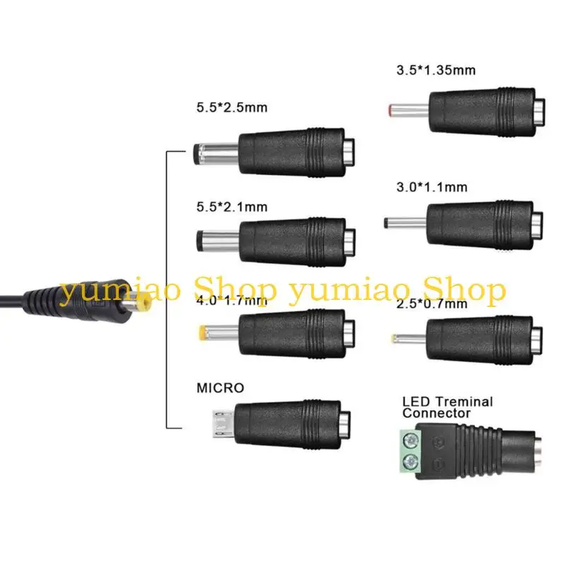 587B USB To DC5521 Power Cable Including 8 Adapter Tip Connectors Perfect For Home Office Camping Needs DC4.0x1.7DC3.5x1.35