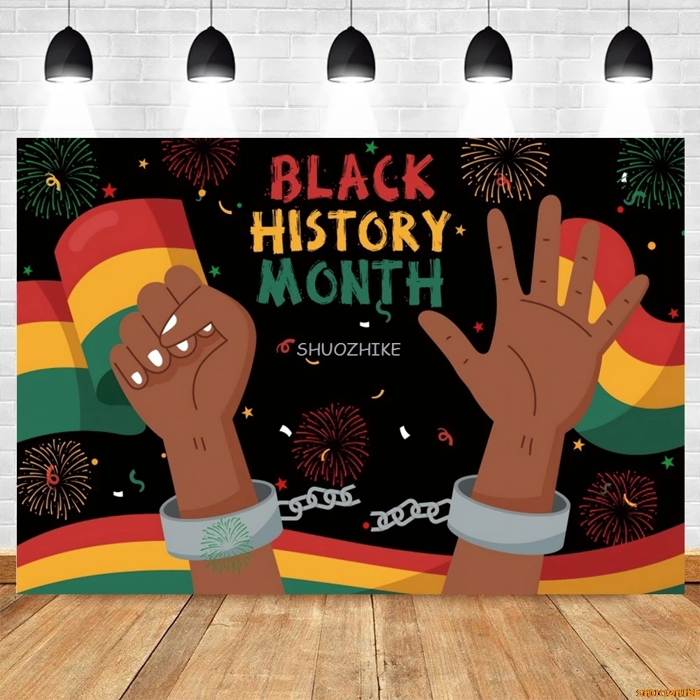 أسود التاريخ شهر خلفية الحدث حفلة جدار ديكور المعرض الثقافي التصوير خلفية ديكور مخصص راية ملصق