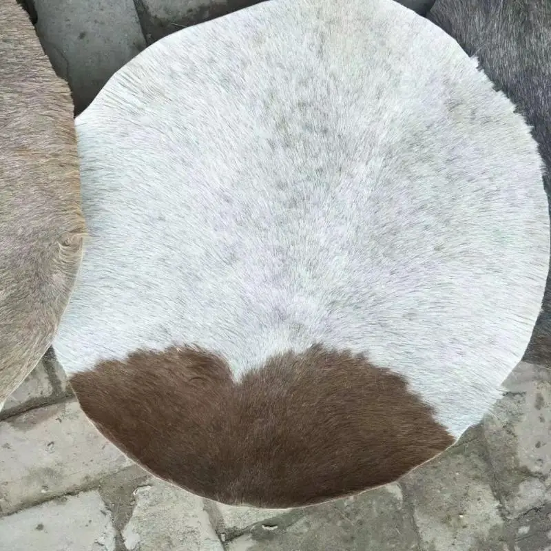 Random Color 35-60Cm Sheepskin with Hair Tambourine Leather Handmade Diy Drum Percussion Instrument Professional Accessories