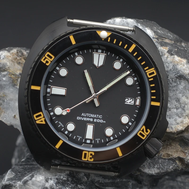 NH35 Movement 200M Waterproof Diver Watch for Men Turtle Abalone Style 38mm Bezel Insert Stainless Steel Sapphire Glass Case