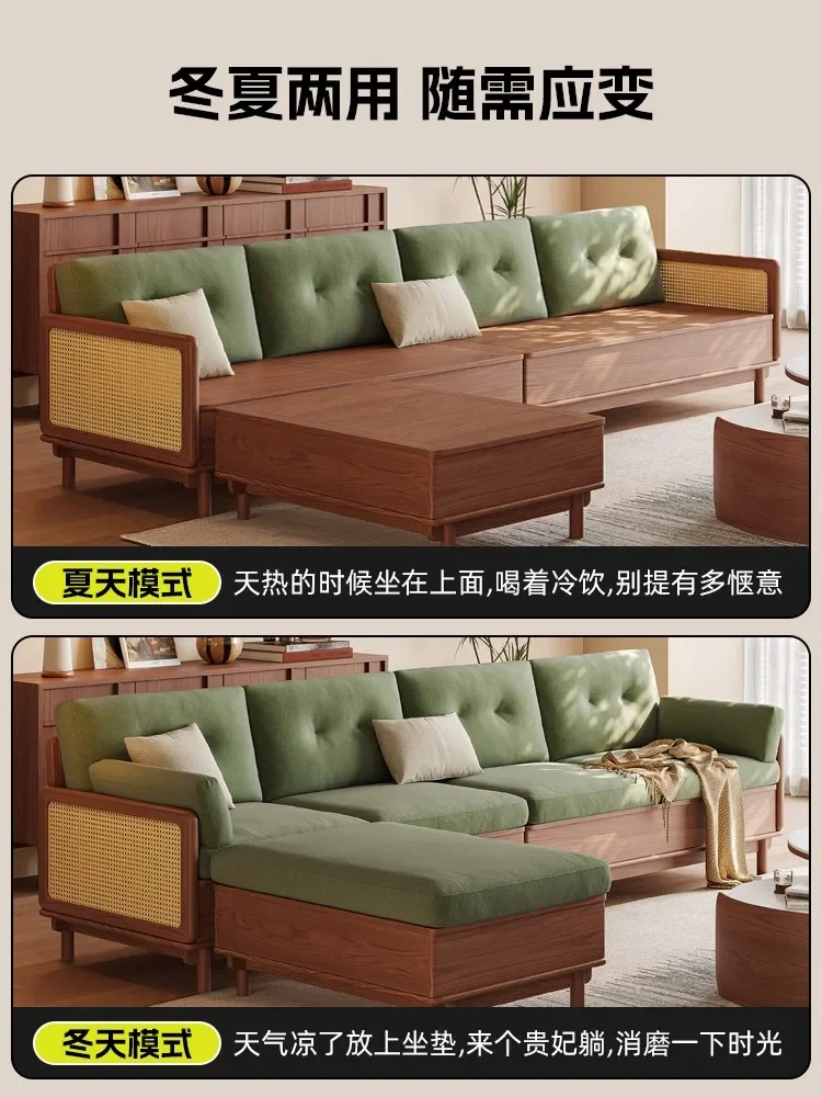 Medieval style sofa Nordic ash wood retro winter and summer dual-purpose storage concubine solid wood sofa