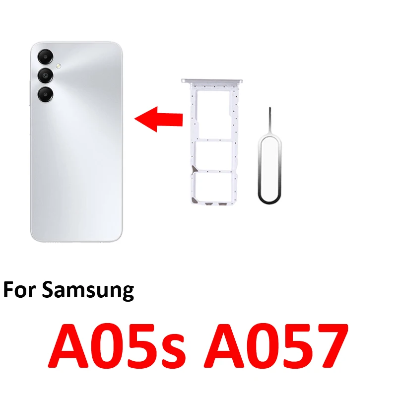 For Samsung Galaxy A05s A057 A057F Phone SIM Tray Micro SD Chip Card Slot Drawer Holder Pocket Single Dual Parts Black Silver
