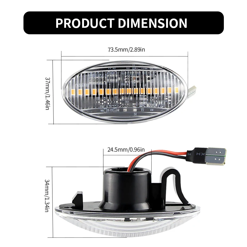 2PCS Dynamic LED Side Marker Light Repeater Lamp For Fiat Sedici Suzuki Grand Vitara Escudo JT Jimny Splash EXB22 Opel Agila Mk2