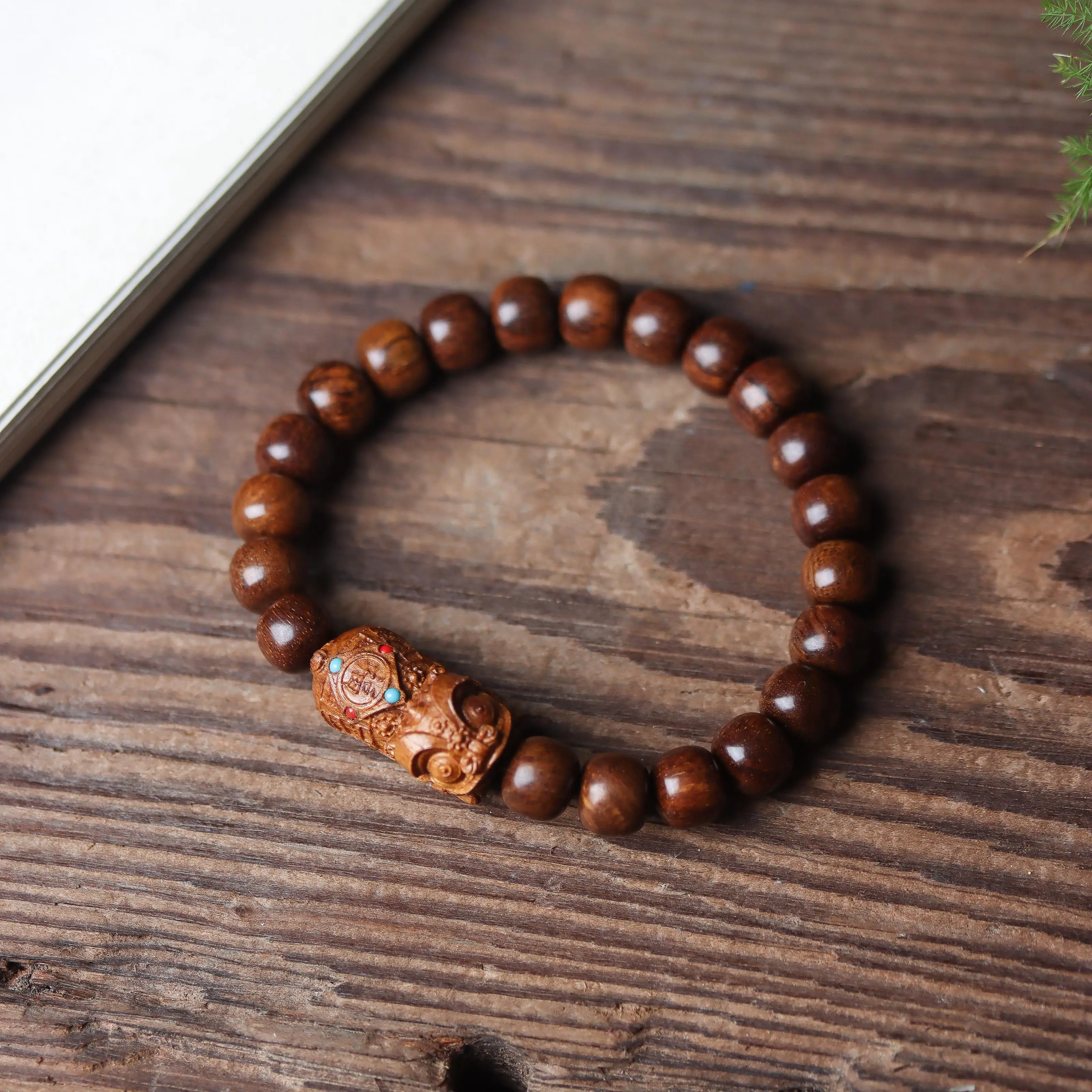 Babuya Gong Wooden Bracelet Carving Rosary Old Materials Old-Styled Bead Scale Men and Women Collectables-Autograph