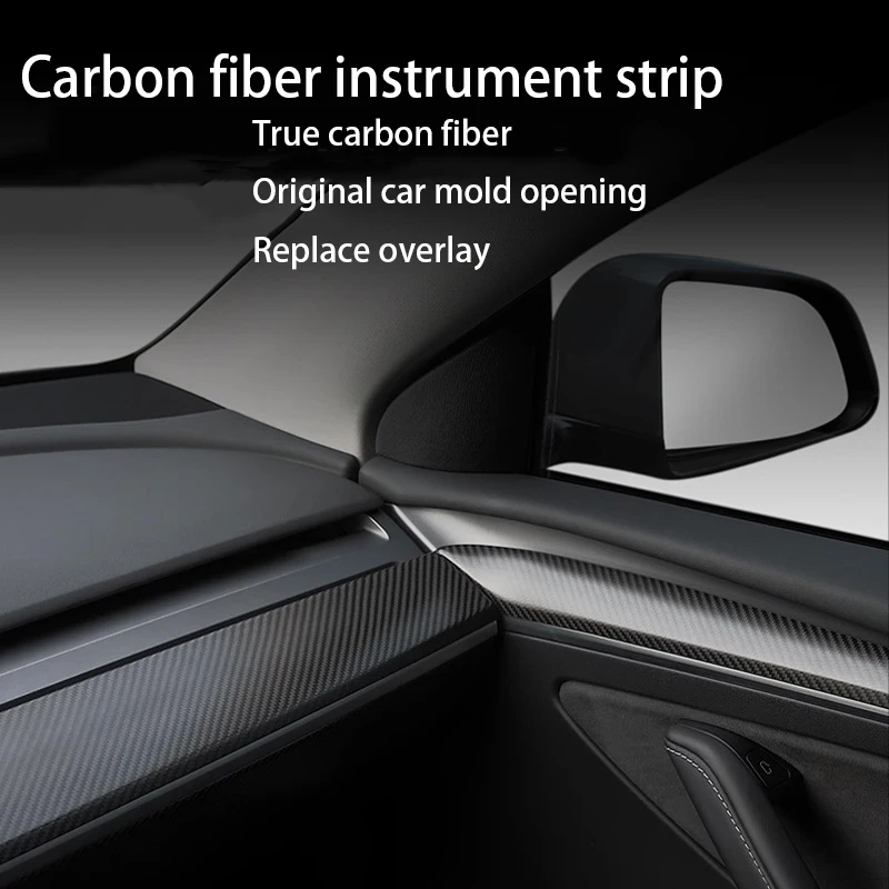 Car Center Console Dashboard Cover / Door Trim Strip carbon fibre For Tesla Model Y/3 2019-2023 Trims Cover Decoration Sticker