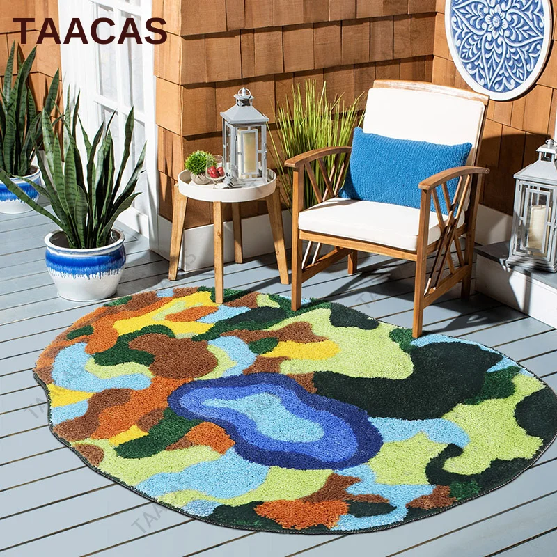 

Irregular Forest Moss Carpet Tufted Bathroom Entrance Door Mat Non Slip Water Absorbent Foot Mat Home Decoration Bedroom Carpet