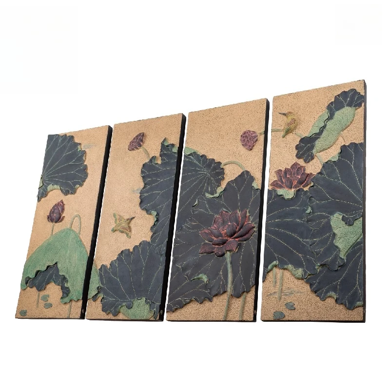 Outdoor wall decoration painting lotus hanging Chinese garden outdoor wall landscaping pendant decoration
