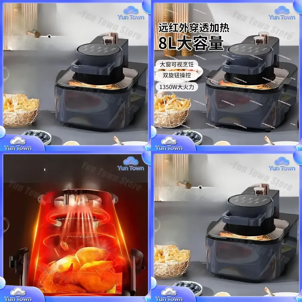 for Air Fryer 8L Large Capacity Multi-Functional Electric Fryer Oil-Free Visual Automatic Kitchen Appliance Home Cooking