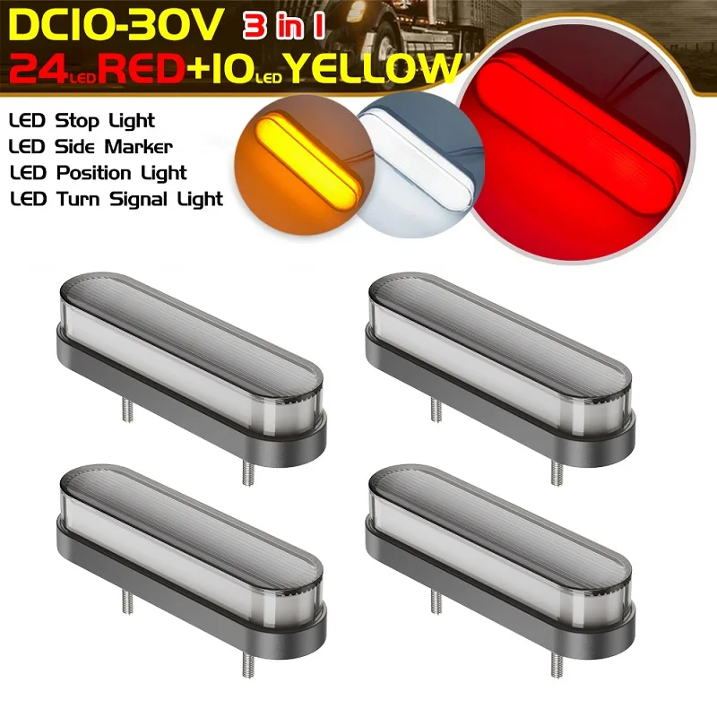 34 LED Side Marker Waterproof Rear Brake Tail Light Dynamic Flowing Turn Signals For Motorcycle Motorbike ATV UTV BUS Car Truck