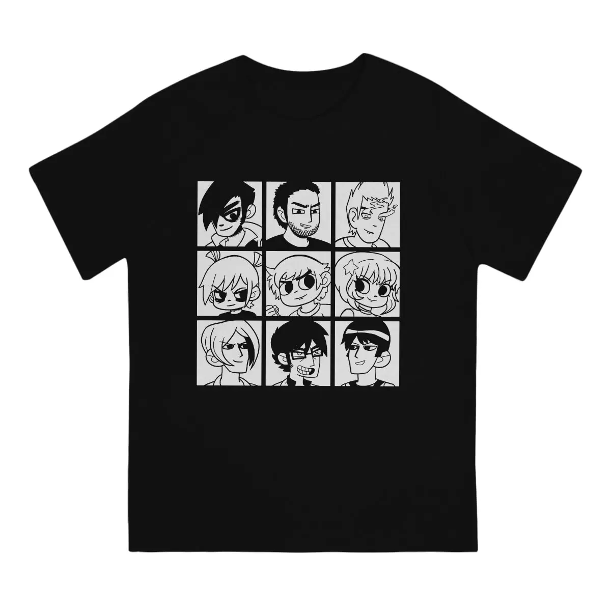 Evil League Men T Shirts Scott Pilgrim VS The World Game  Tees Short Sleeve Round Collar T-Shirt Pure Cotton Graphic  Clothes