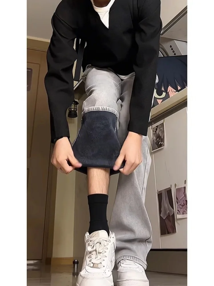 

Мужские джинсы Cleanfit Fce Lined Skinny, американский стиль, зимние модные широкие брюки, молодежные трендовые джинсы