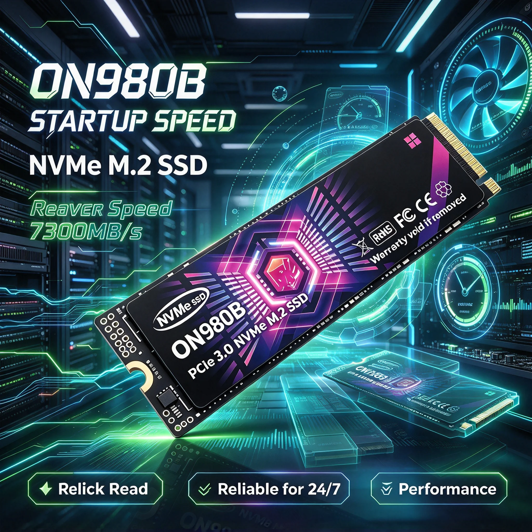 ON980B M.2 NVMe Internal Solid State Drive, 500GB/4TB/1TB/2TB, High Performance Storage, Desktop, Notebook, Laptop, PC.